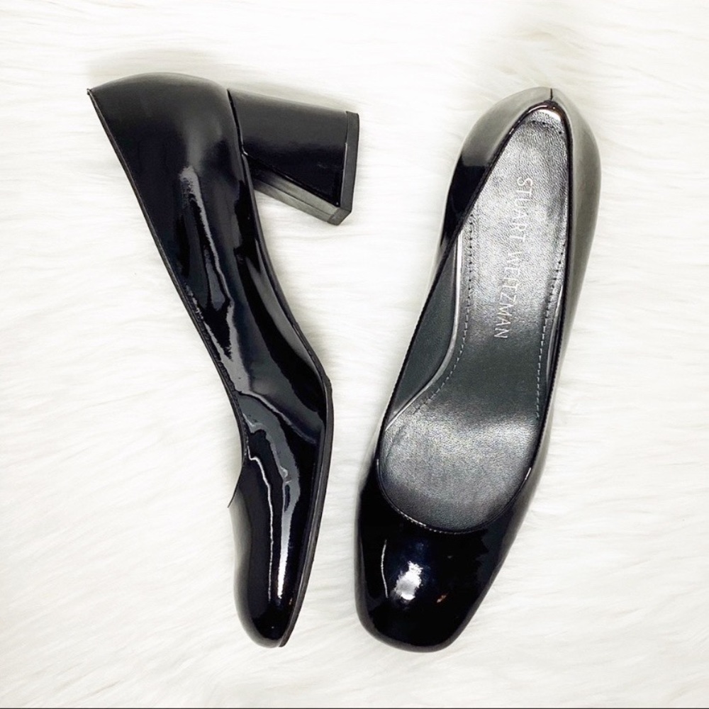 Stuart Weitzman Black Patent Leather Marymid Heels